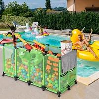 Yescom Metal Frame Extra Large 12 Wheels Rolling Mesh Pool Storage Bin 65"x 30"x 33" Pool Toy Floats Storage Organizer for Public Pools, Poolside Part