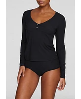 Cuup Women's The Button Long Sleeve - Modal Silk Rib