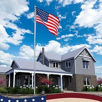 Yescom Bravery 30Ft Sectional Flag Pole Kit Aluminum Outside Inground Yard Garden with 3'x5' Usa Flag Ball Top Silver