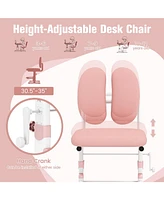 Slickblue Ergonomic Height-adjustable Kids Study Chair with Double Back Support