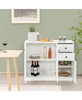 Sugift Modern Buffet Sideboard with 2 Pull-out Drawers and Adjustable Shelf for Kitchen