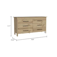 Fm Furniture Luxor 6 Drawer Double Dresser