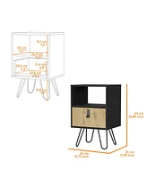 Fm Furniture Kimball Nightstand, Ample Storage Design with Hairpin Legs, Drawer an Open Shelf