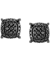 Men's Black Diamond Halo Cluster Screw Back Stud Earrings (1 ct. t.w.)