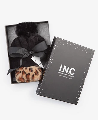 I.n.c. International Concepts Women's Beanie & Faux-Fur-Trim Gloves Gift Set, Created for Macy's