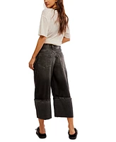 Free People Women's Olsen High-Rise Cotton Cuffed Barrel Jeans