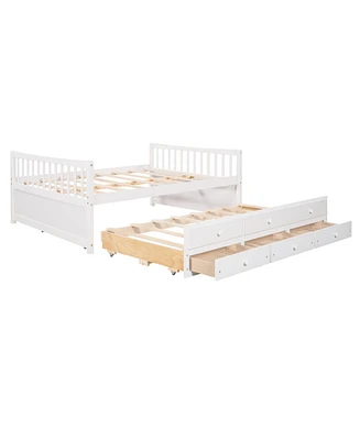 Streamdale Furniture Full Size Daybed With Twin Size Trundle And Drawers, Full Size