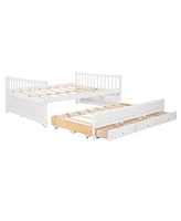 Simplie Fun Full Size Daybed With Twin Size Trundle And Drawers, Full Size