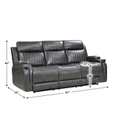 Homelegance White Label Wallstone 82" Double Reclining Sofa with Drop-Down Cup Holder