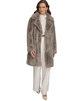 Donna Karan New York Women's Notched-Collar Faux-Fur Coat