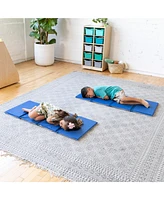 ECR4Kids Everyday Folding Rest Mat, 4-Section, 1in, Blue/Grey, 5-Pack