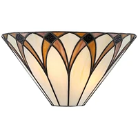 Filton Tiffany Style Wall Light Sconce Bronze Hardwired 12 1/4" Wide Fixture Brown White Art Glass Shade for Bedroom Bathroom Bedside Living Room Home