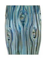 Eneya Modern Coastal Modern Table Lamp 31" Tall Ceramic Blue Green Swirl Glaze Neutral Oval Shade for Living Room Bedroom Beach House Bedside Home Off