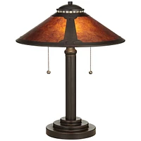 Mica Collection Mission Tiffany Style Desk Table Lamp 18 1/2" High Rustic Oil Rubbed Bronze Natural Mica Shade Decor for Bedroom House Bedside Nightst