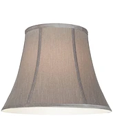 Set of 2 Softback Round Bell Lamp Shades Pewter Gray Medium 8" Top x 14" Bottom x 11" Slant x 10.5" High Spider with Replacement Harp and Finial Fitti