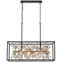 Possini Euro Design Carrine Black Painted Gold Linear Pendant Chandelier 38 1/2" Wide Modern Clear Crystal 8-Light Fixture Dining Room House Foyer Ent