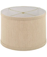 Taupe Linen Small Hardback Drum Lamp Shade 15" Top x 16" Bottom x 11" Slant x 11" High (Spider) Replacement with Harp and Finial - Springcrest