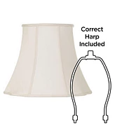 Creme Bell Large Curve Cut Corner Lamp Shade 11" Top x 18" Bottom x 15" Slant x 14.5" High (Spider) Replacement with Harp and Finial