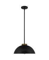 Possini Euro Design Janie Black Gold Pendant Light 15.50" Wide Modern Industrial Dome Metal Shade Fixture for Dining Room House Foyer Kitchen Entryway