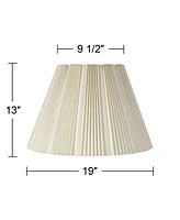 Eggshell Pleated Large Lamp Shade 9.5" Top x 19" Bottom x 13" High (Spider) Replacement with Harp and Finial - Springcrest