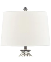 Carlton Modern Coastal Table Lamps 28 1/4" Tall Set of 2 Gray Wash Off White Fabric Tapered Drum Shade for Living Room Bedroom House Bedside Nightstan