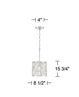 Vienna Full Spectrum Sofie Chrome Mini Pendant Lighting 8 1/2" Wide Modern Glass Crystal Rectangular Cutouts Fixture for Dining Room House Home Kitche