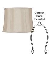 Set of 2 Softback Drum Lamp Shades Taupe Medium 14" Top x 16" Bottom x 12" Slant x 12" High Spider with Replacement Harp and Finial Fitting