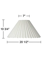 Set of 2 Box Pleat Empire Lamp Shades Antique White Large 7" Top x 20.5" Bottom x 10.75" High x 12.5" Slant Spider with Replacement Harp and Finial Fi