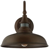 Gough Rustic Farmhouse Outdoor Barn Light Fixture Bronze 12 1/2" Dusk to Dawn Motion Sensor for Exterior House Porch Patio Outside Deck Garage Yard Fr