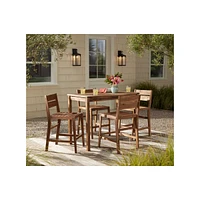 Nova Natural Acacia Wood Outdoor Bar Stools Set of 2 Brown 24" High Farmhouse Rustic Plank Seat with Ladder Backrest Footrest for Kitchen Counter Isla
