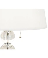 Modern Glam Table Lamp 26 1/2" High Stacked Clear Crystal Spheres Glass White Tapered Drum Shade Decor for Bedroom Living Room House Home Bedside Nigh