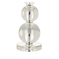 Modern Glam Table Lamp 26 1/2" High Stacked Clear Crystal Spheres Glass White Tapered Drum Shade Decor for Bedroom Living Room House Home Bedside Nigh