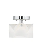 Possini Euro Design White Flower Modern Ceiling Light Semi Flush-Mount Fixture 15 3/4" Wide Chrome for Bedroom Kitchen Living Room Hallway Dining Bath