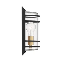 Habitat 11" High Modern Industrial Pocket Outdoor Wall Light Fixture Mount Porch House Exterior Outside Edison Bulb Weatherproof Black Brass Finish Cl