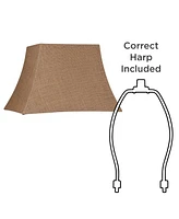 Natural Burlap Medium Rectangle Lamp Shade 10" Wide x 7" Deep at Top and 16" Wide x 12" Deep at Bottom and 11" Slant x 10.5" H (Spider) Replacement wi