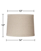 Natural Linen Medium Drum Lamp Shade 13" Top x 14" Bottom x 10" High (Spider) Replacement with Harp and Finial - Spring crest