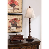 Thornwood 35 1/2" Tall Large Traditional End Table Lamp Brown Single Fabric Beige Shade Console Living Room Bedroom Bedside Nightstand House Office Ho