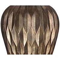 Bulkhead Modern Table Lamp 28" Tall Warm Bronze Brown Geometric Textured Urn Tapered Fabric Drum Shade for Bedroom Living Room House Home Bedside Nigh