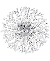 Brielle Modern Ceiling Light Semi Flush Mount 4-Light Fixture 18 1/2" Wide Chrome Vine Bowl Clear Beaded for Bedroom Kitchen Living Family Room Hallwa