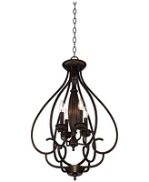 Franklin Iron Works Dunnell Bronze Foyer Pendant Chandelier 18 3/4" Wide Rustic Farmhouse Open Scroll 4-Light Fixture for Dining Room House Foyer Entr