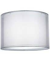 Silver and White Double Sheer Medium Drum Lamp Shade 16" Top x 16" Bottom x 11" High (Spider) Replacement with Harp and Finial - Spring crest