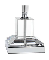 Renee Modern Art Deco Table Lamp 30 1/2" Tall Clear Crystal Glass Tapered Column White Drum Shade for Bedroom Living Room House Bedside Nightstand Hom