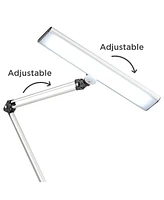 Flynn Modern Task Desk Lamp with Usb Charging Port and Phone Cradle Led 25" High Metallic Black and Silver Adjustable Swivel for Bedroom House Bedside