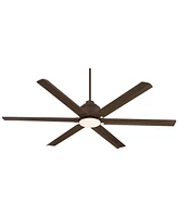 Casa Vieja 65" Ultra Breeze Modern Industrial Outdoor Ceiling Fan with Dimmable Led Light Remote Control Oil Rubbed Bronze Wet Rated for Patio Exterio