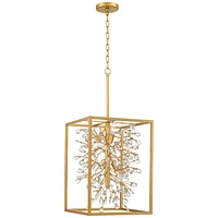 Possini Euro Design Carrine Light Brass Gold Pendant Chandelier Lighting 15 1/4" Wide Modern Clear Crystal Accents 4-Light Fixture for Dining Room Hou
