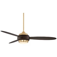 Casa Vieja 54" Lynx Modern 3 Blade Indoor Ceiling Fan with Dimmable Led Light Remote Bronze Soft Brass Frosted Opal Glass for Living Kitchen House Bed