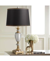 Black Medium Drum Lamp Shade with Black and Gold Trim 14" Top x 16" Bottom x 11" High (Spider) Replacement with Harp and Finial - Spring crest