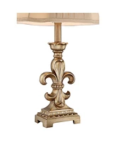 Louis Traditional French Fleur-de-Lis Table Lamps 25.75" High Set of 2 Antique Gold Ivory White Pleated Bell Shade Decor for Living Room Bedroom House