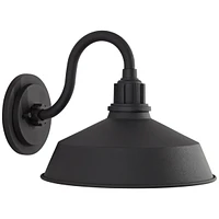 Arnett Rustic Urban Barn Outdoor Wall Light Fixture Smooth Black Aluminum 10 1/2" Gooseneck Arm for Exterior House Porch Patio Outside Deck Garage Yar