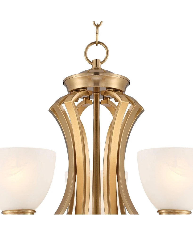 Milbury Soft Gold Chandelier Lighting 30" Wide French 2-Tier White Frosted Glass Cup Shades 9